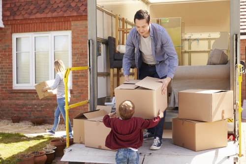Professional home moving team working in a Shoreditch street