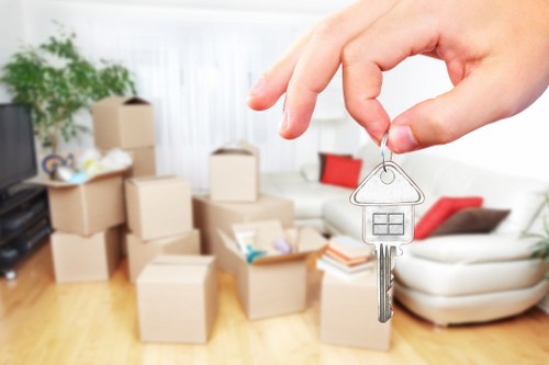 Packed boxes and furniture ready for a Shoreditch apartment removal