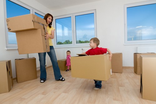 Packed household items ready for transport during a removals job