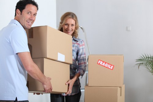 Boxes and household items prepared for a Shoreditch relocation